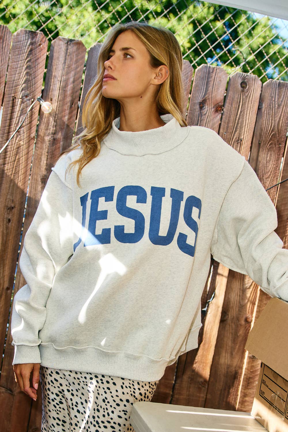 JESUS & GOD IS GOOD Reversible Mock Neck Sweatshirt - American Graham Apparel
