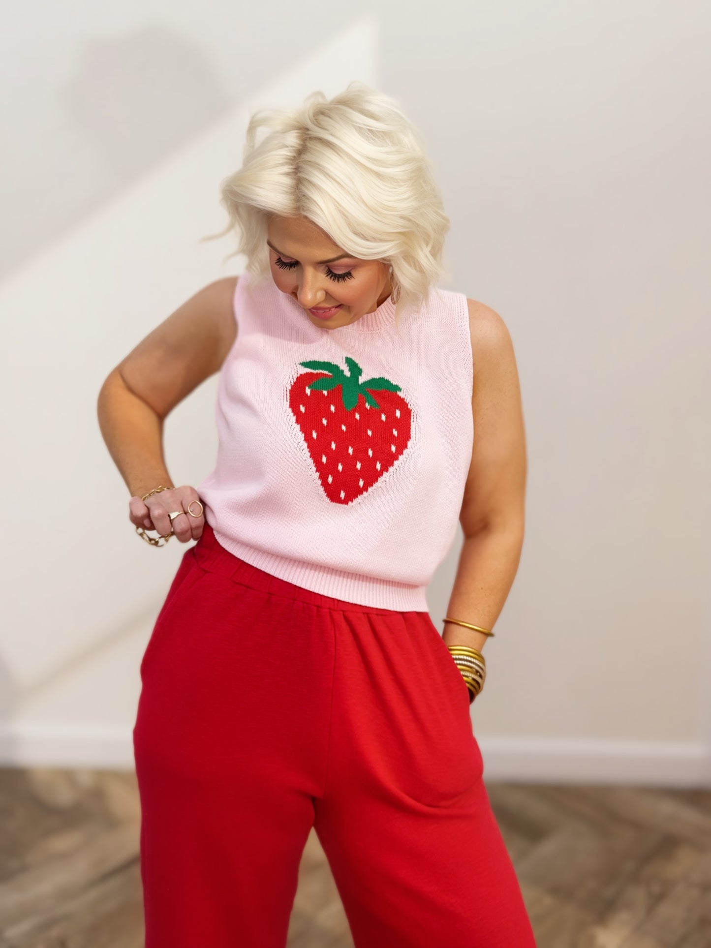 Red Wide-Leg Lounge Pants | Elastic Waist Relaxed Fit Pants