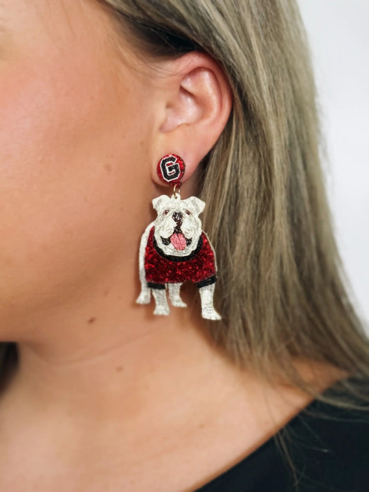 Nothing Finer Georgia Bulldog Earrings American Graham Apparel