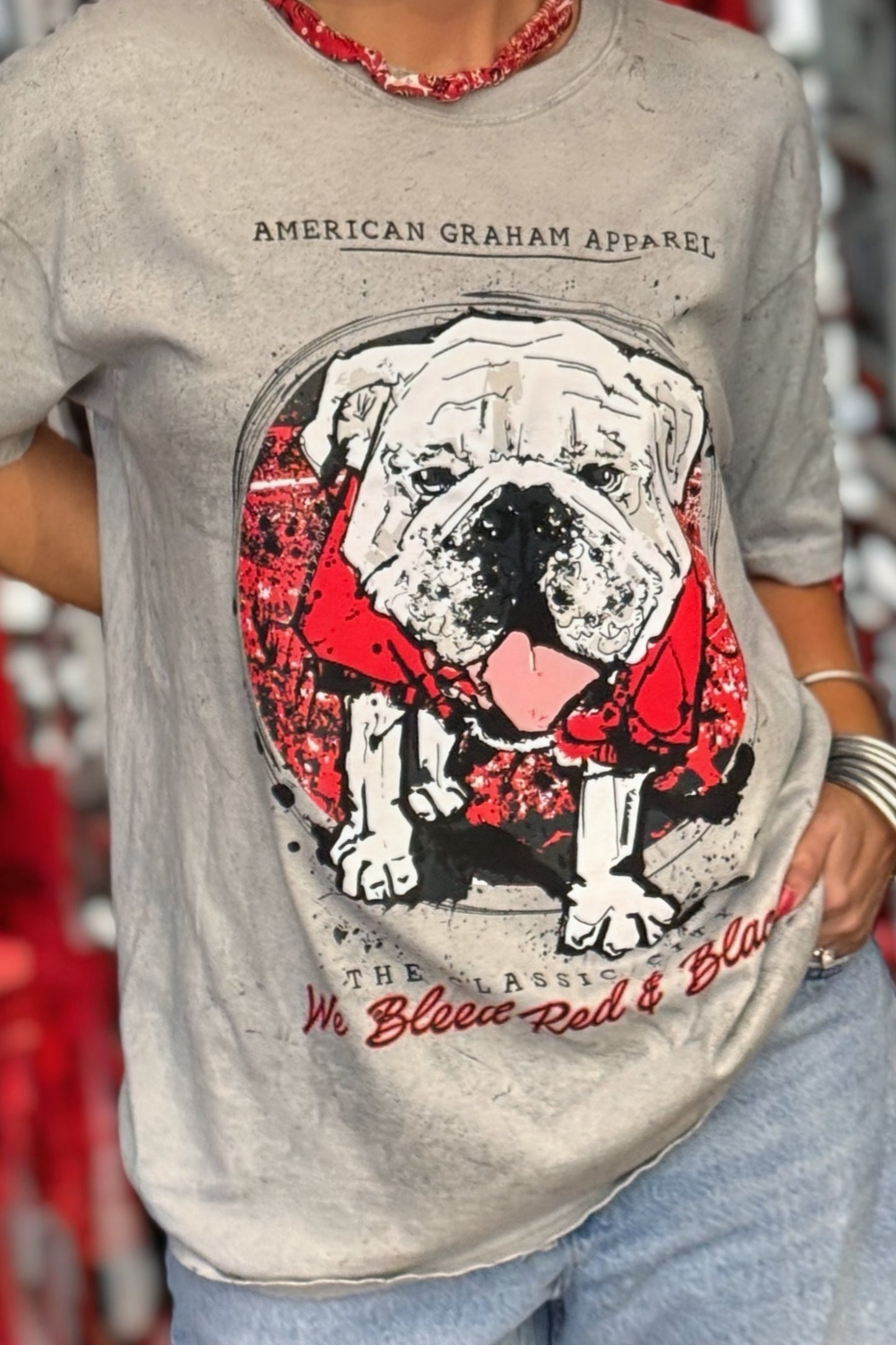 We Bleed Red & Black Comfort Colors® Acid Wash Graphic T-Shirt