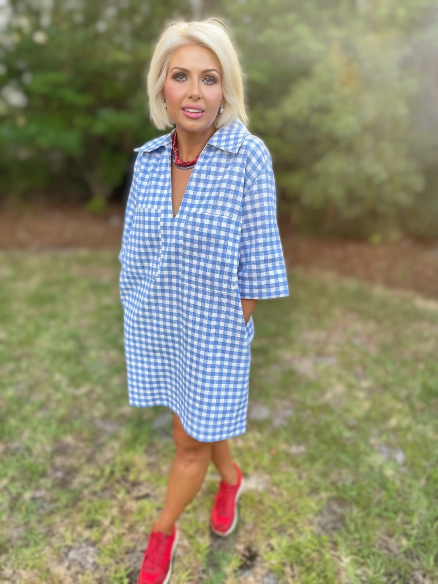 Liberty Blue Gingham Oversized Shirt Dress