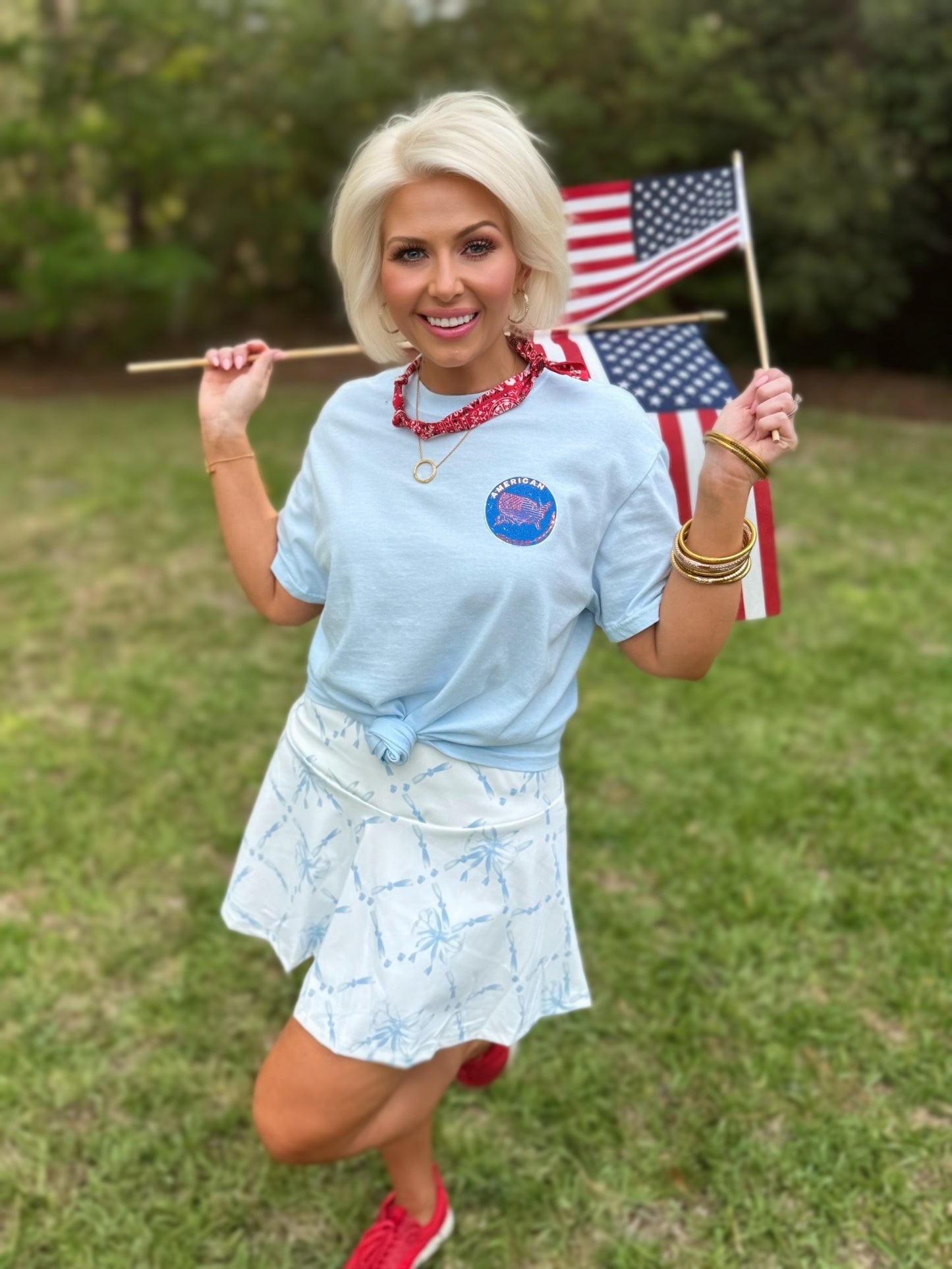 Land of the Free Dog Patriotic Graphic T-Shirt | American Graham Apparel | USA Flag Dog Tee