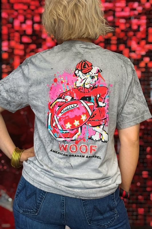 WOOF Comfort Colors 1745 Acid Wash Bulldog Graphic T-Shirt