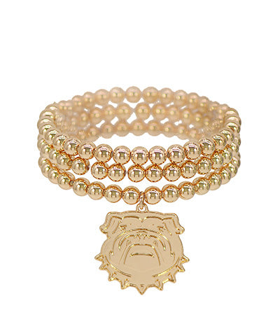 Gold Bulldog Game Day Bracelet Stack