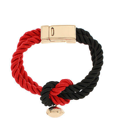 Gameday Two-Tone Rope Football Charm Bracelet