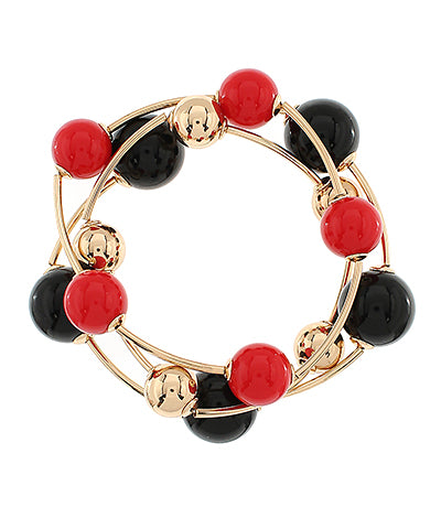 Everyday Classic: Red & Black Acrylic Stretch Bracelet