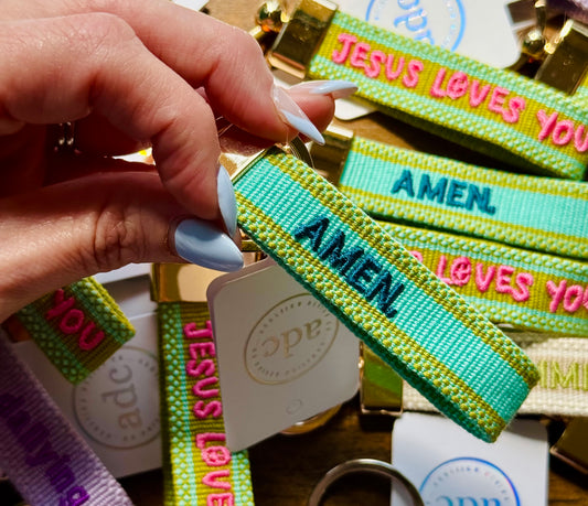 AMEN. Woven Canvas Keychain