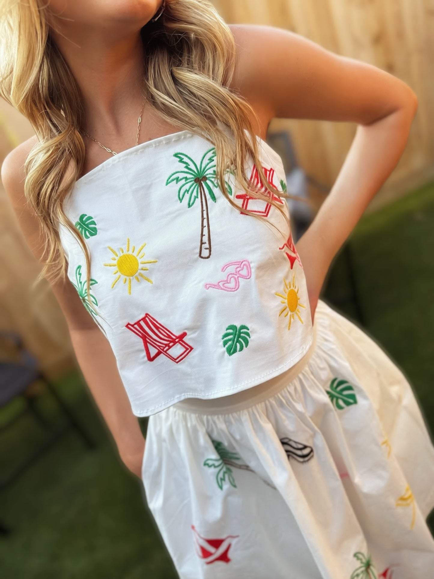 Coastal Embroidered Cami Top – Beach & Vacation Summer Outfit