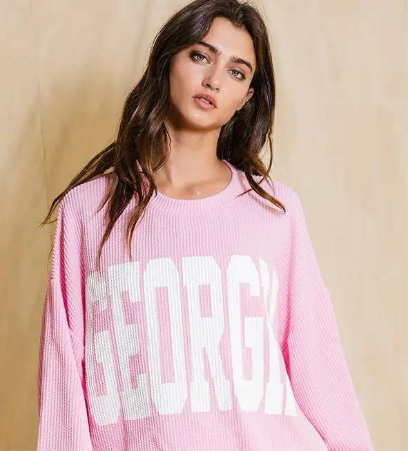 Pink Georgia Graphic Sweatshirt - American Graham Apparel