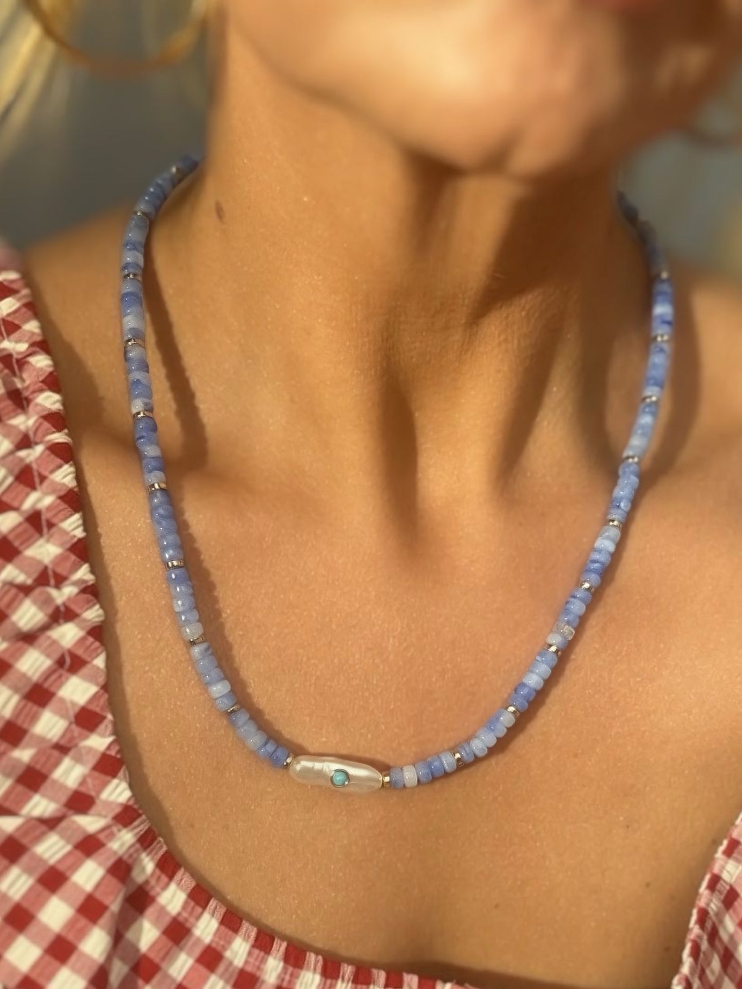 Blue Tide Pearl Gemstone Necklace