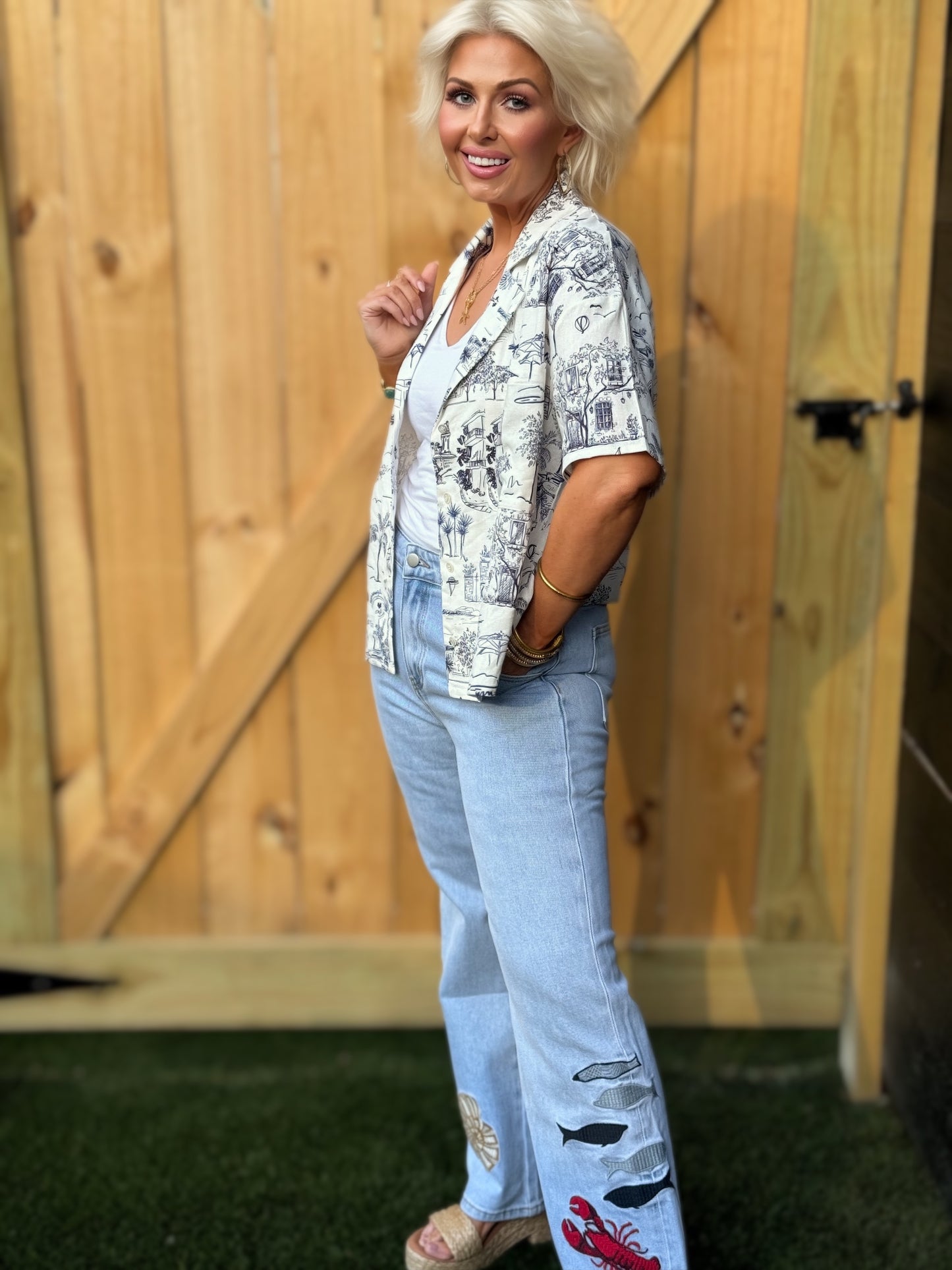 91804P Ocean Jeans mit geradem Bein und Stickerei: HELLBLAU / S-M-L (2-2-2)