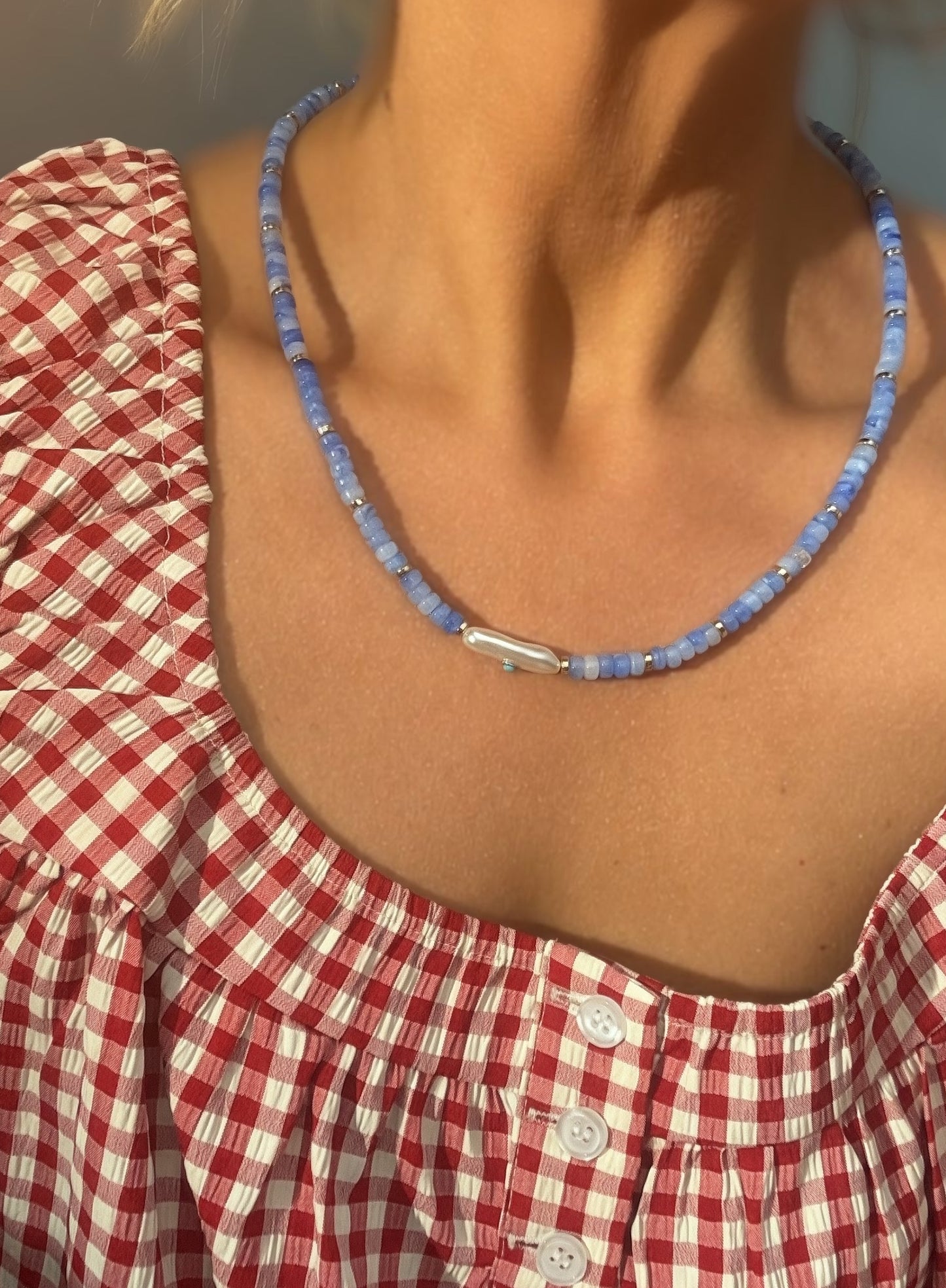 Blue Tide Pearl Gemstone Necklace