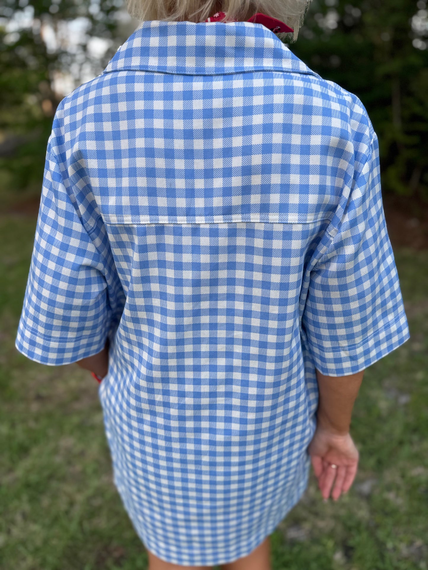 Liberty Blue Gingham Oversized Shirt Dress