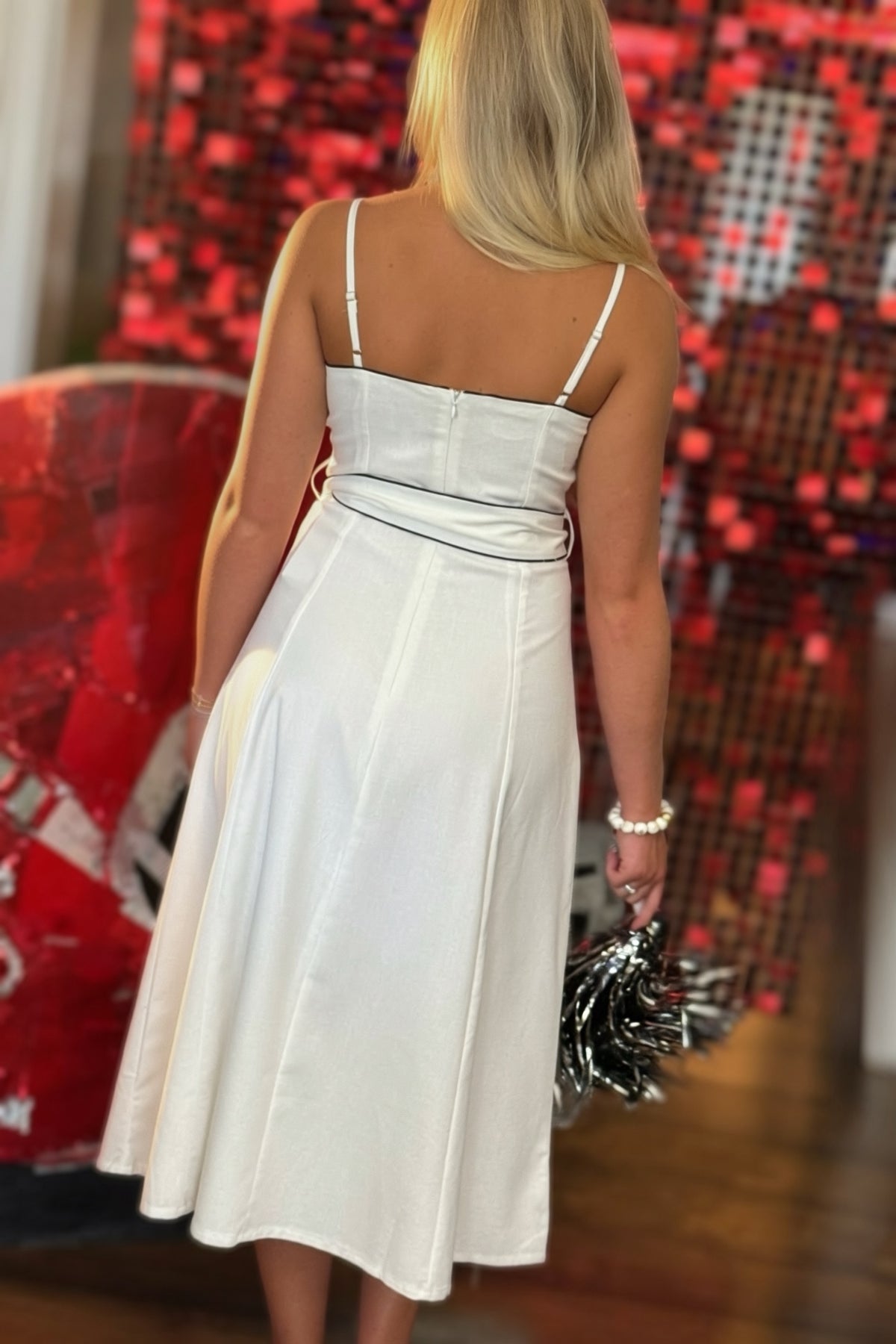 The Margot Contrast Piping Midi Dress