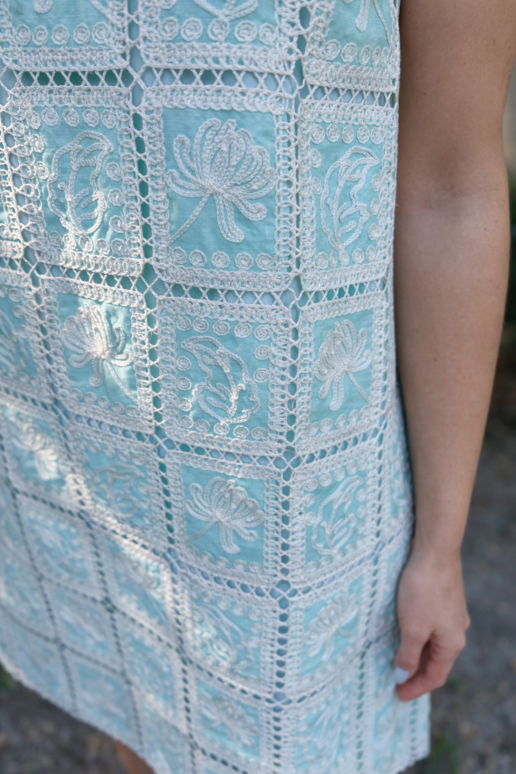 Mint Julep Lace Patch Work Mini Shift Dress