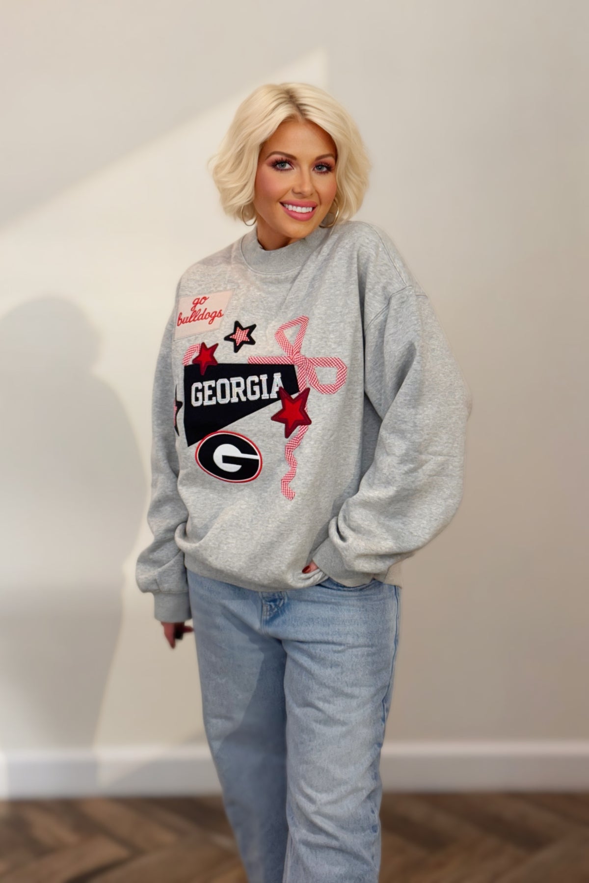 Georgia Bulldogs Appliqué Mock Neck Sweatshirt | STARSTRUCK’D
