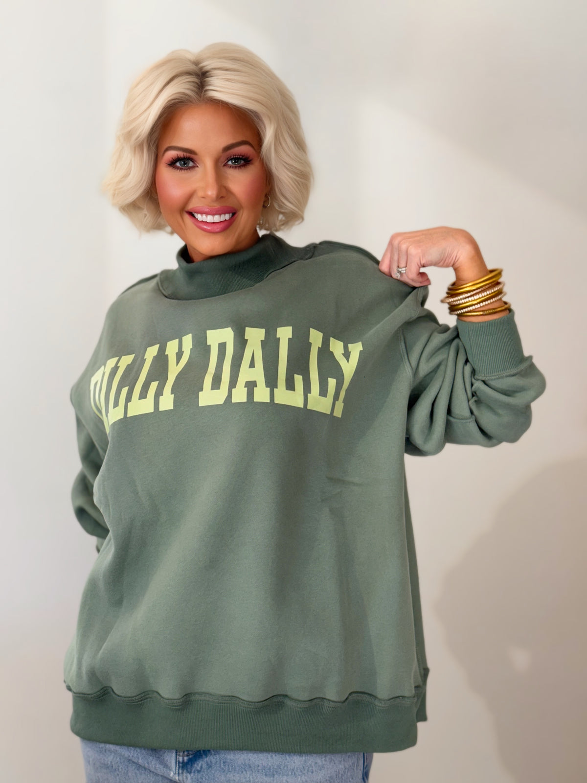 Dilly Dally Oversized Mock Neck Sweatshirt