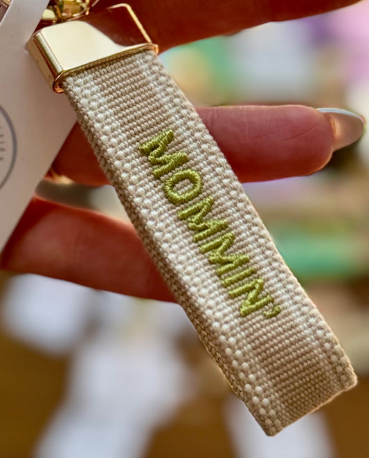 MOMMIN' Woven Canvas Keychain