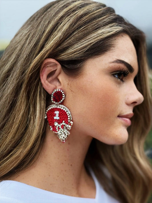 Rhinestone Helmet Earrings American Graham Apparel