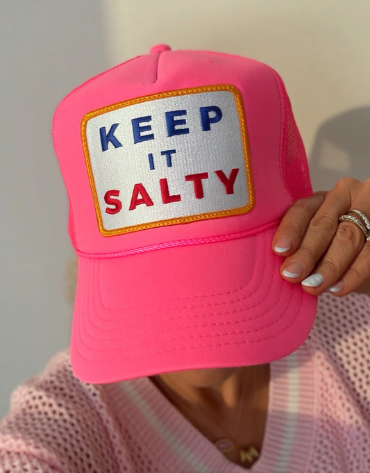 Keep It Salty Pink Coastal Trucker Hat