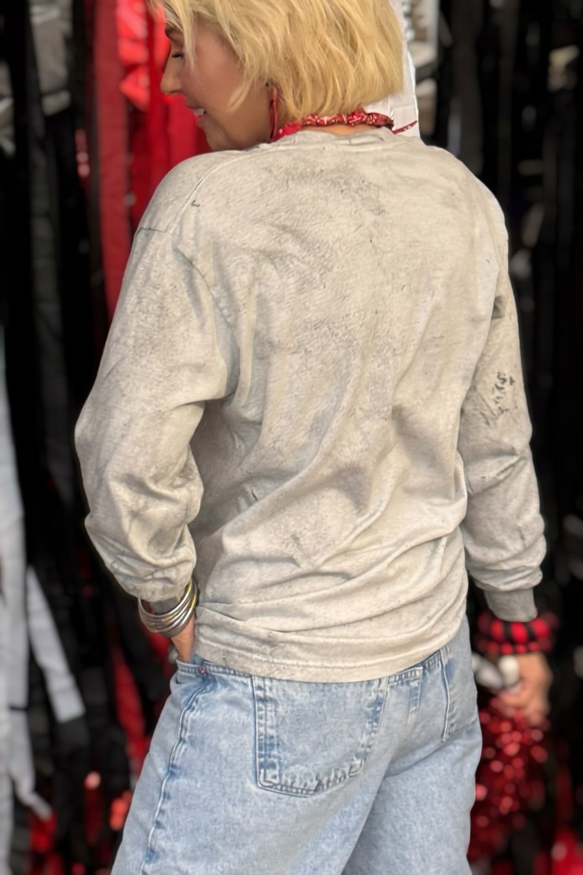 Nothing Finer Comfort Colors 6045 Acid Wash Bulldog Graphic Long Sleeve T-Shirt