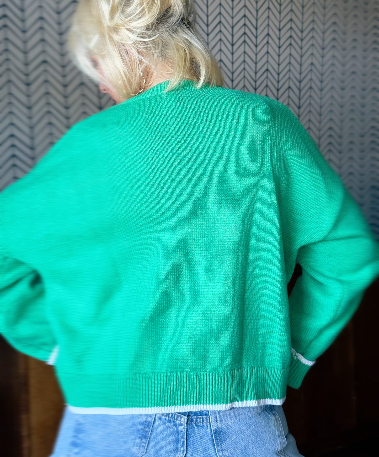 Fairways and Fun Days Green & White Golf Club Knit Sweater