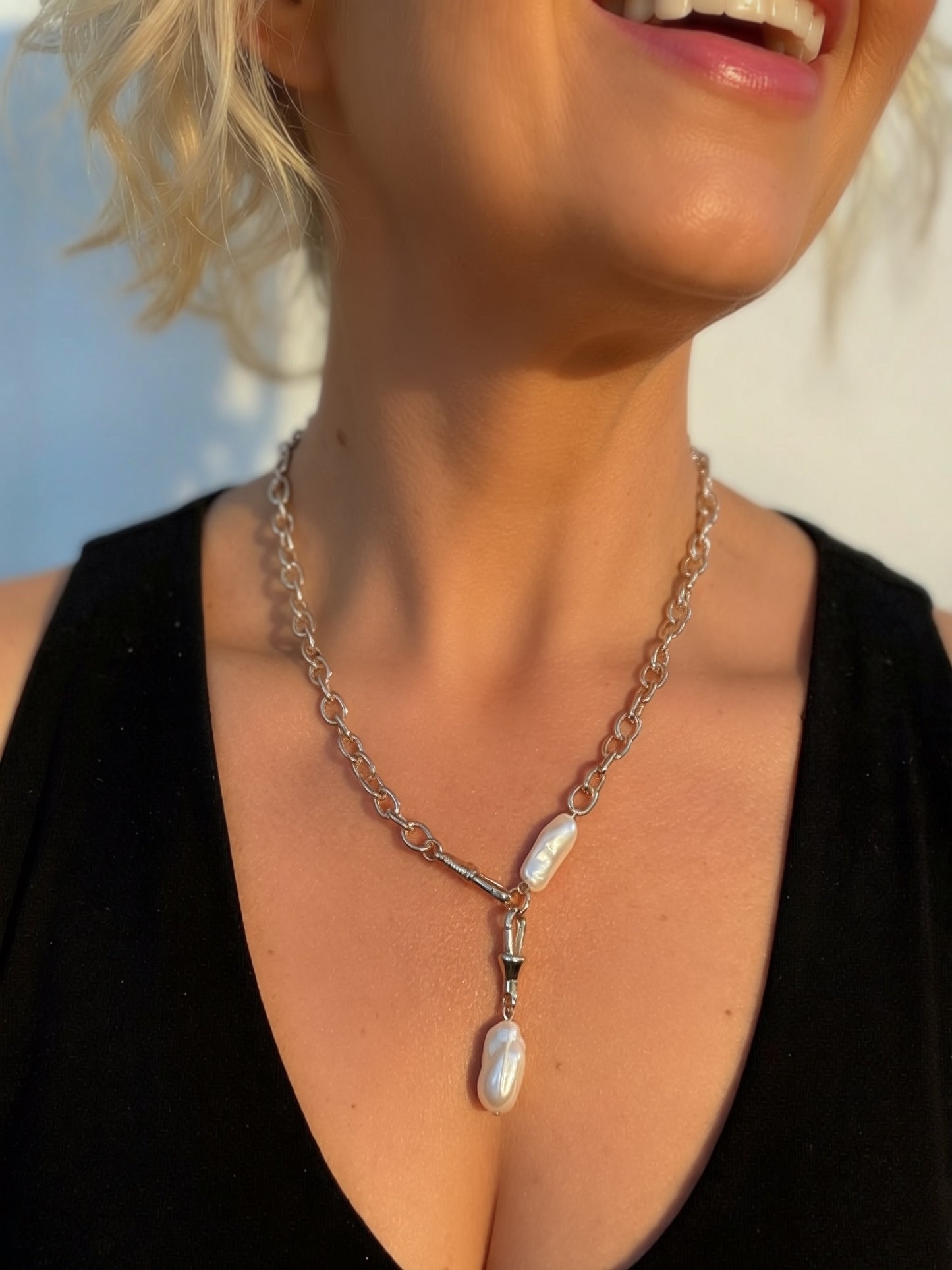 Collier pendentif chaîne perle du sud