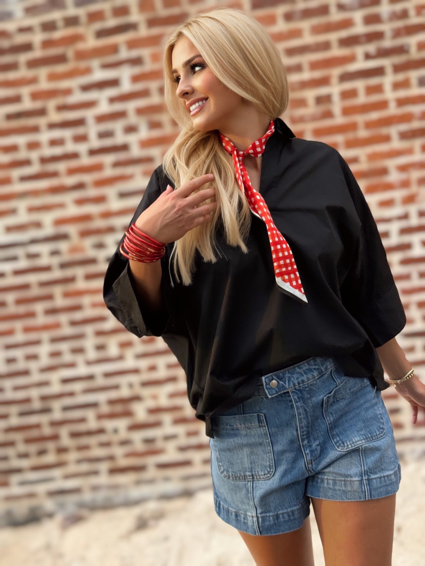 Everyday Ease Black Popover Cotton Shirt