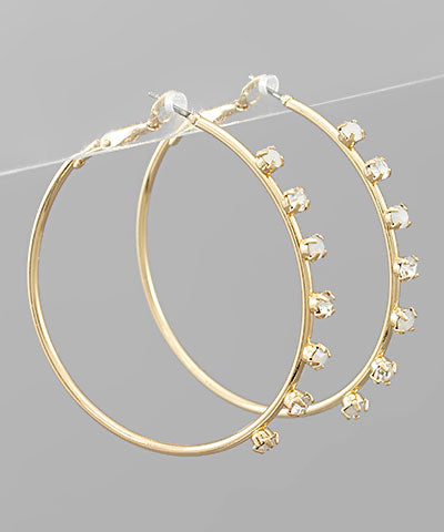 Gold-Tone Crystal Hoop Earrings