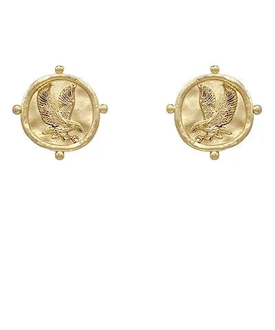 Vintage Gold Textured Eagle Coin Earrings American Graham