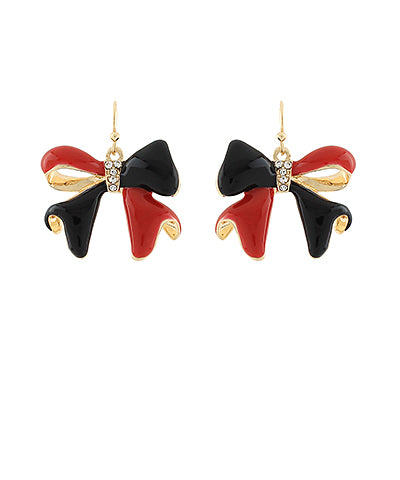 Simply Sweet Red & Black Bow Earrings