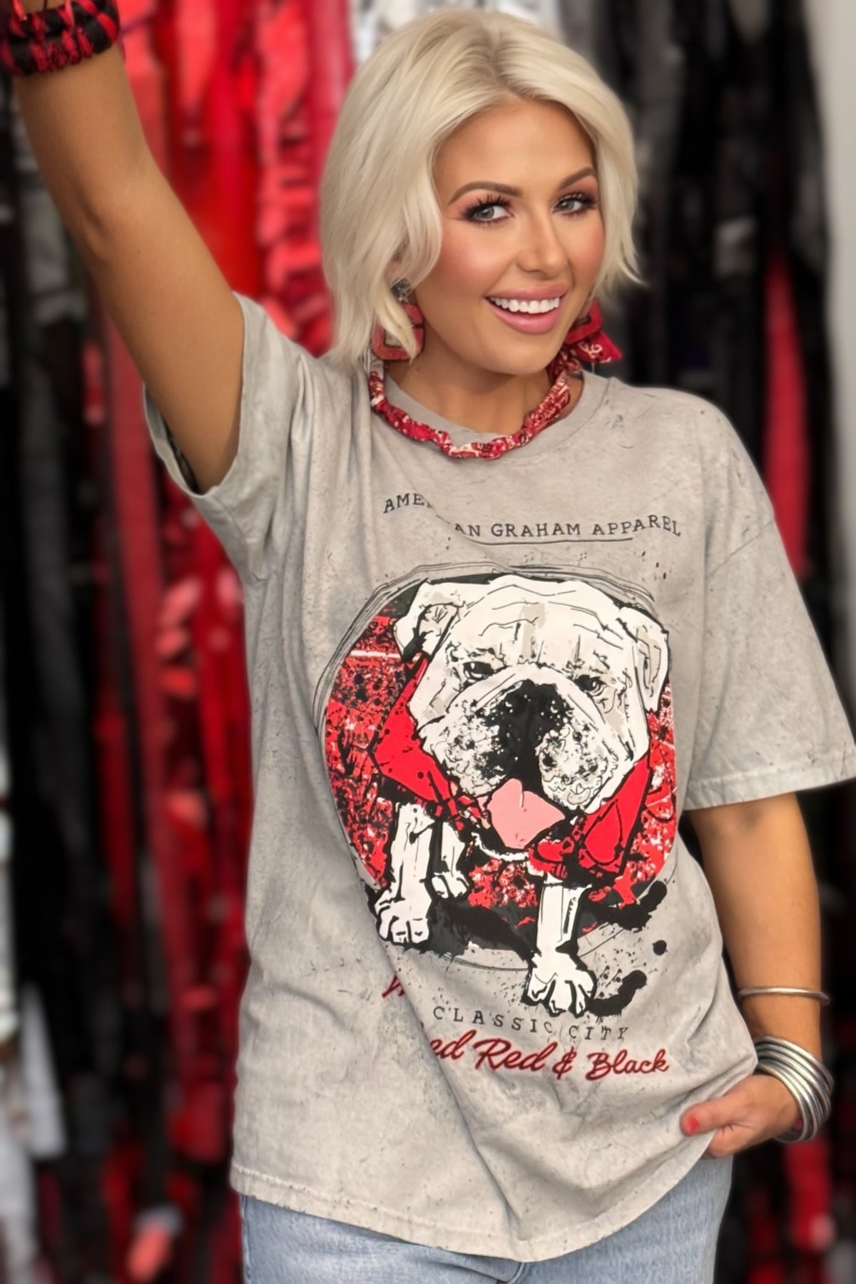 We Bleed Red & Black Comfort Colors® Acid Wash Graphic T-Shirt