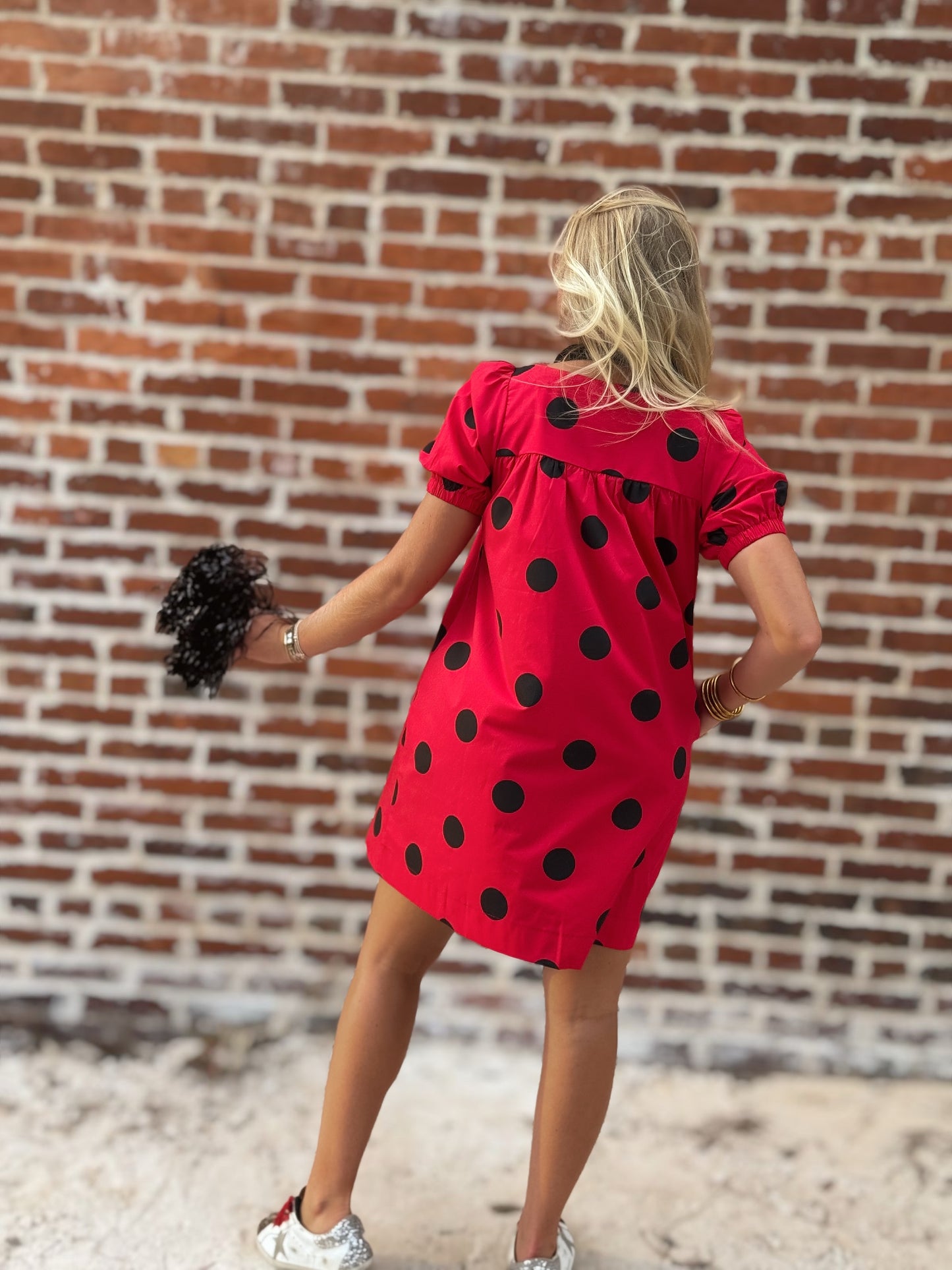 Gameday Polka Dot Puff Sleeve Dress
