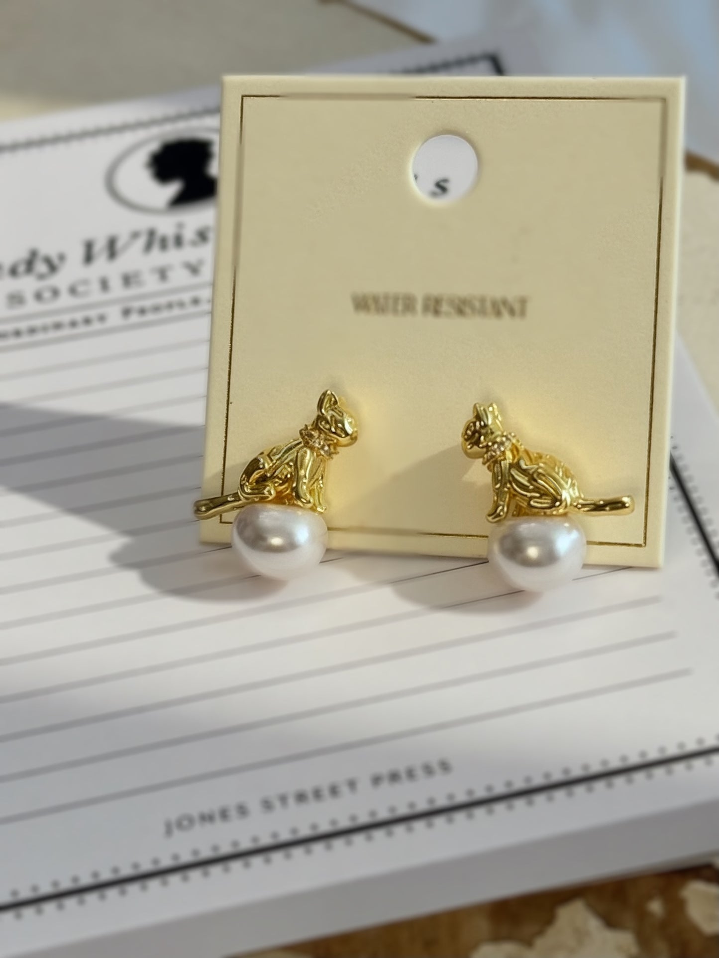 The Tallulah Pearl - Whimsy Cat Stud Earrings