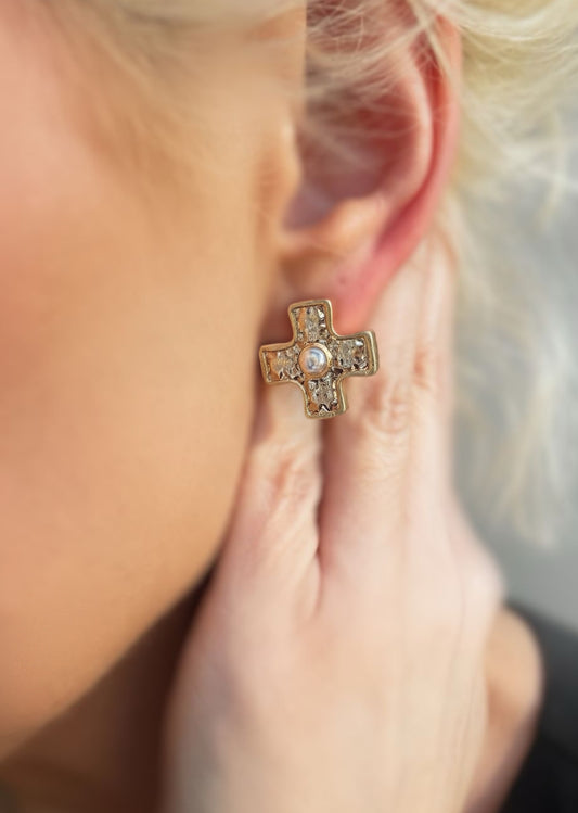 Sweet Grace Gilded Cross Earrings