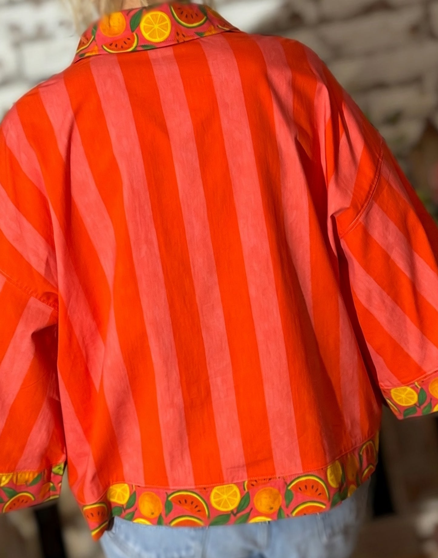 Wild Watermelon Fruit Punch Resort Button-Up Top