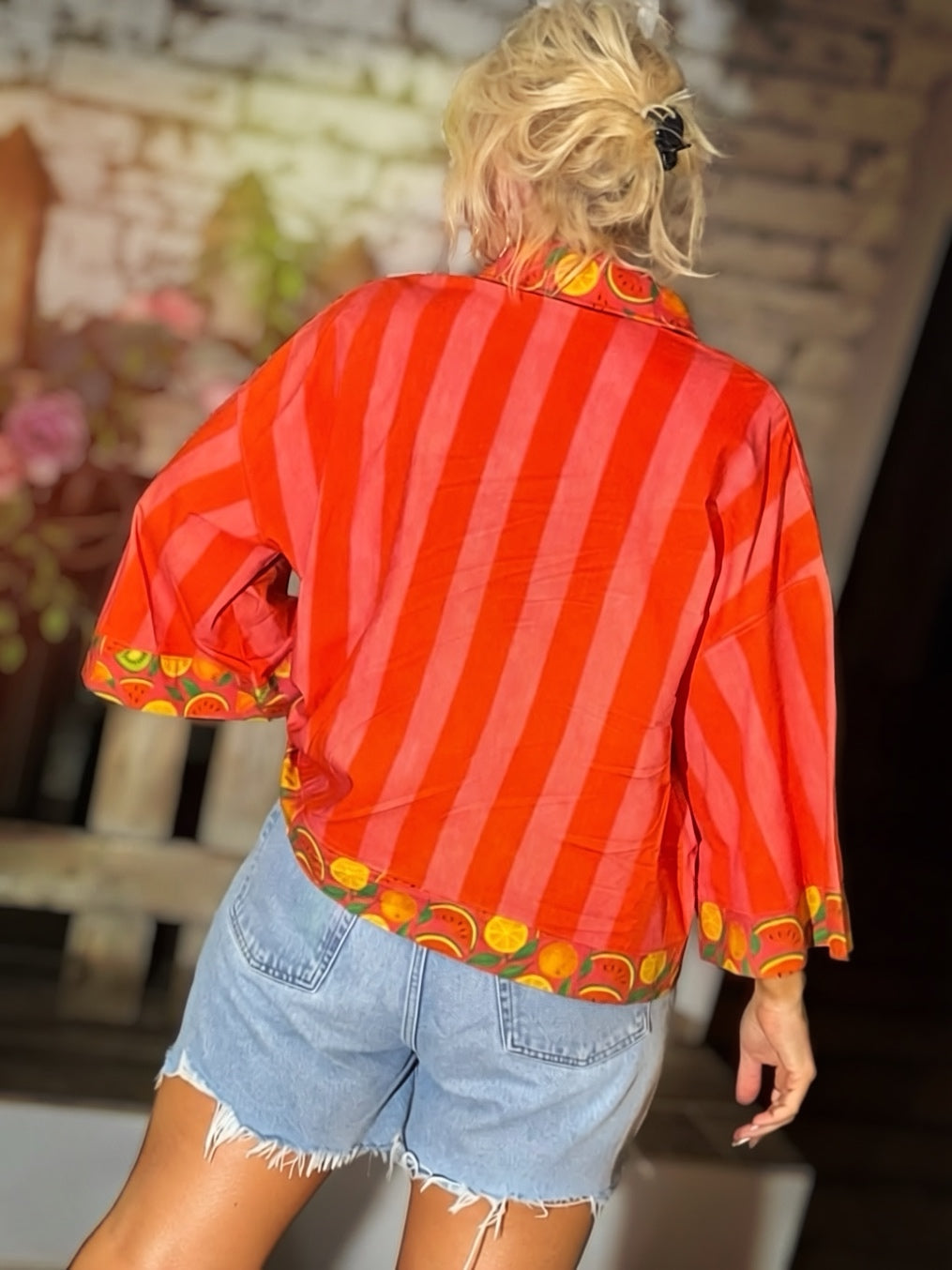 Wild Watermelon Fruit Punch Resort Button-Up Top