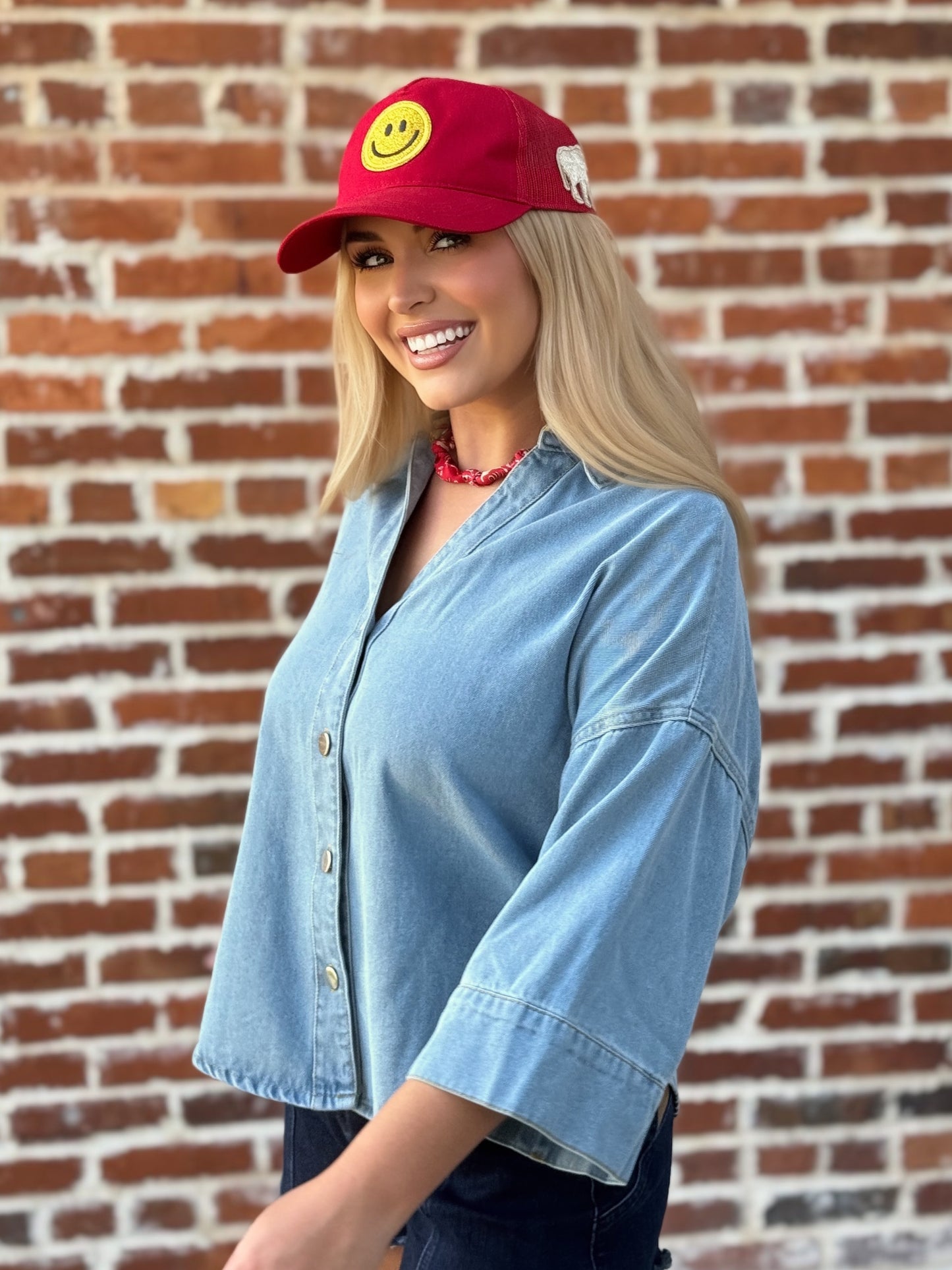 Easy Does It Oversized Denim Shirt : Light-Wash Denim