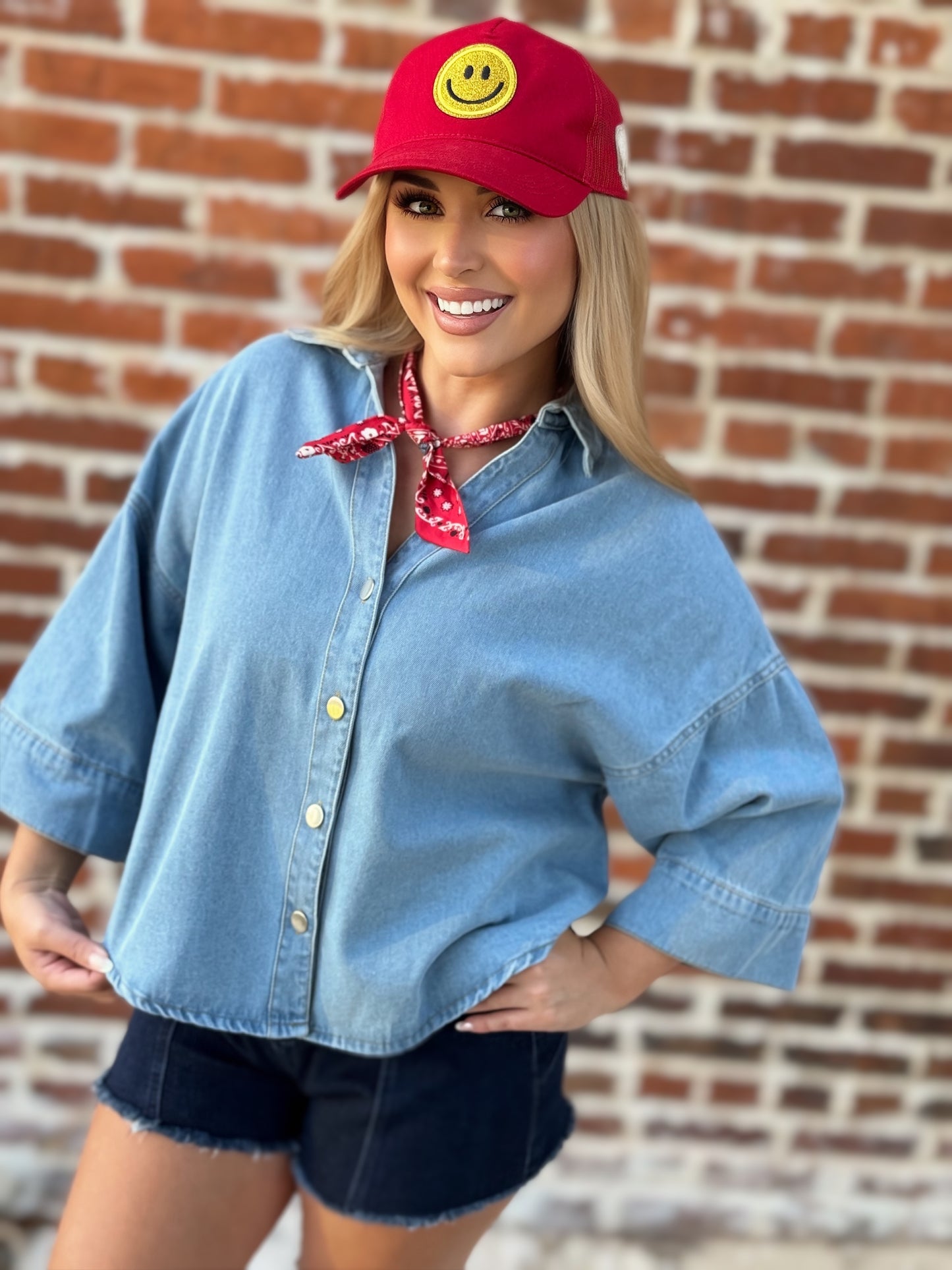 Easy Does It Oversized Denim Shirt : Light-Wash Denim