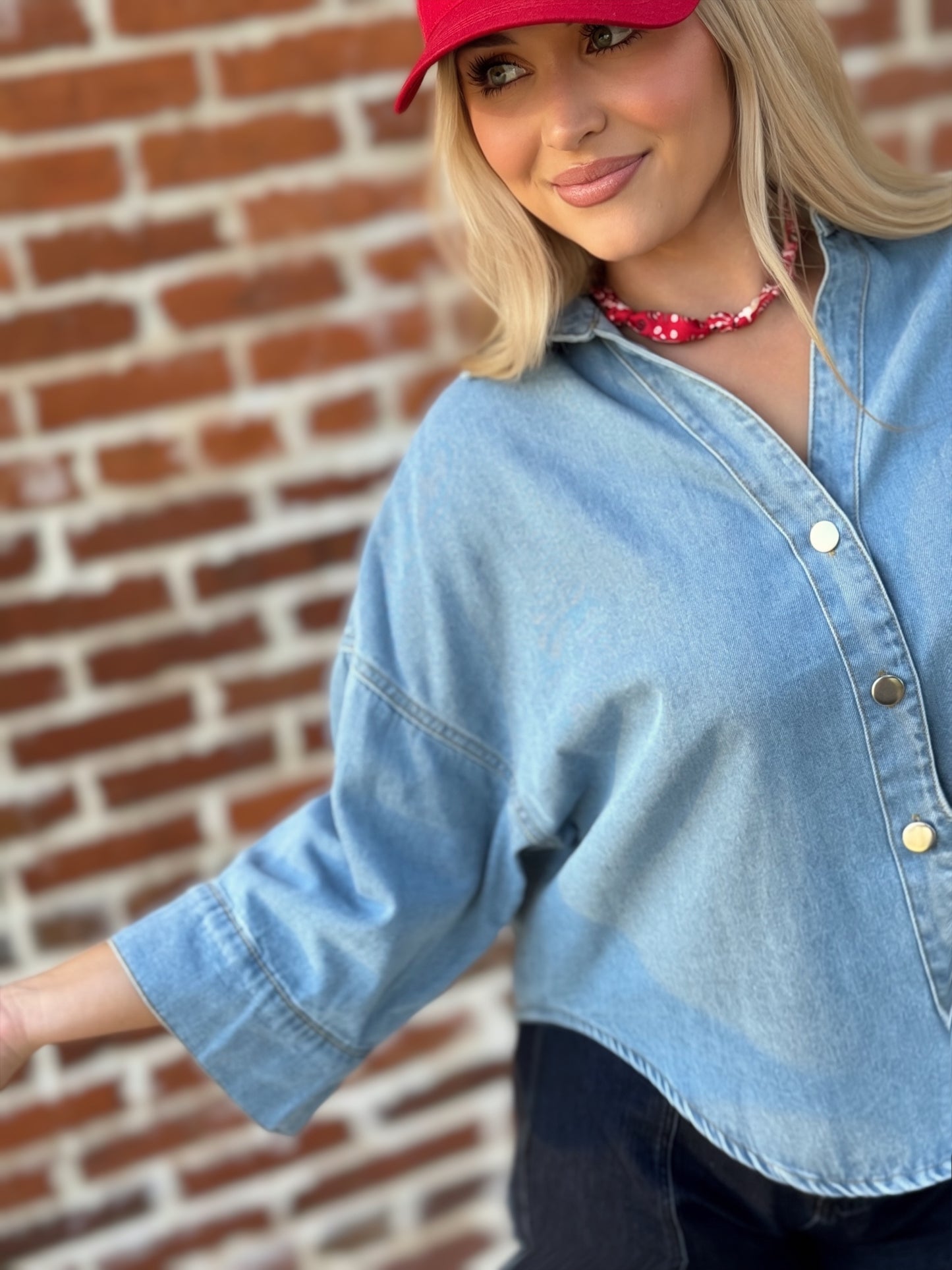 Easy Does It Oversized Denim Shirt : Light-Wash Denim