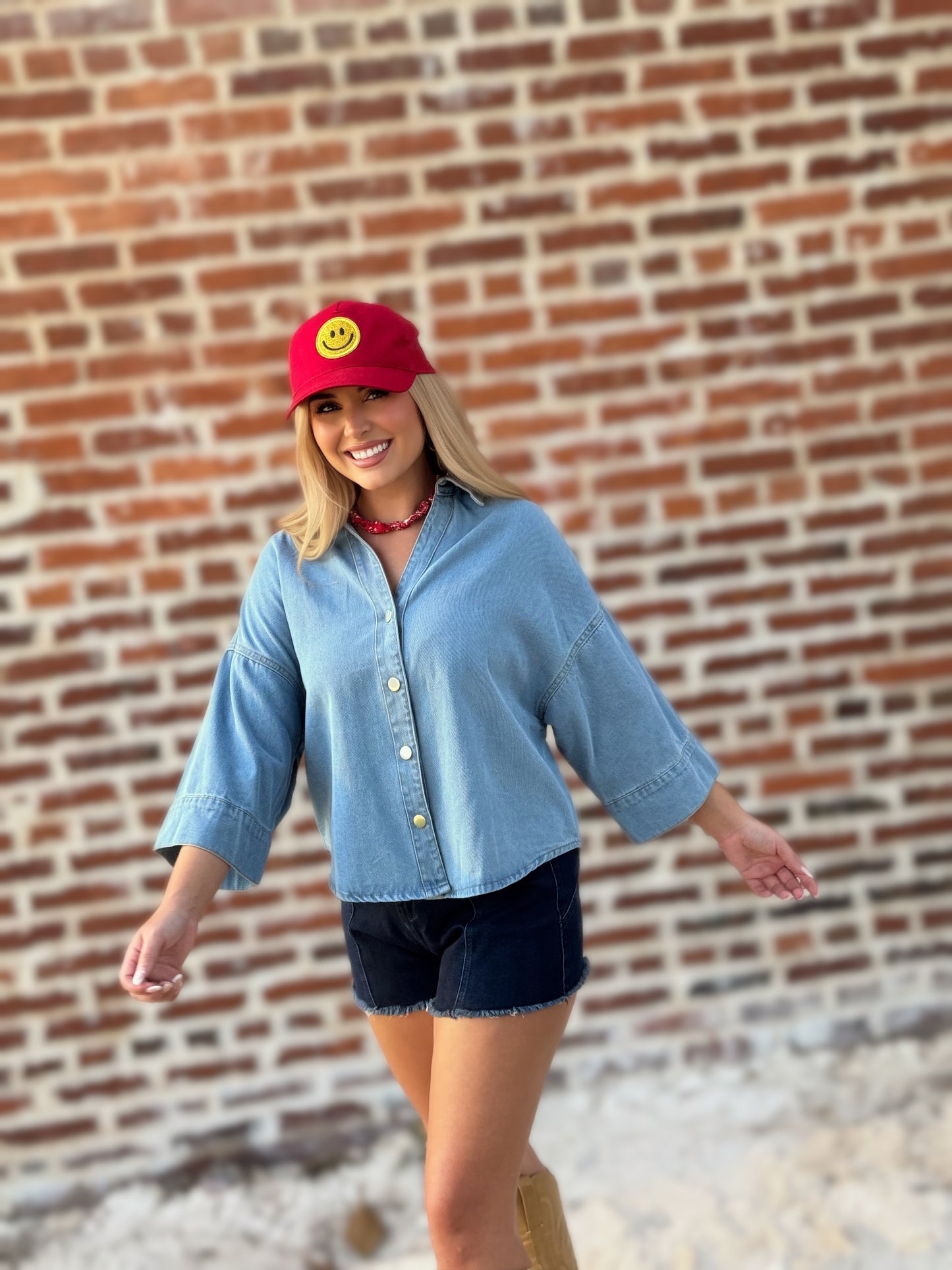 Easy Does It Oversized Denim Shirt : Light-Wash Denim