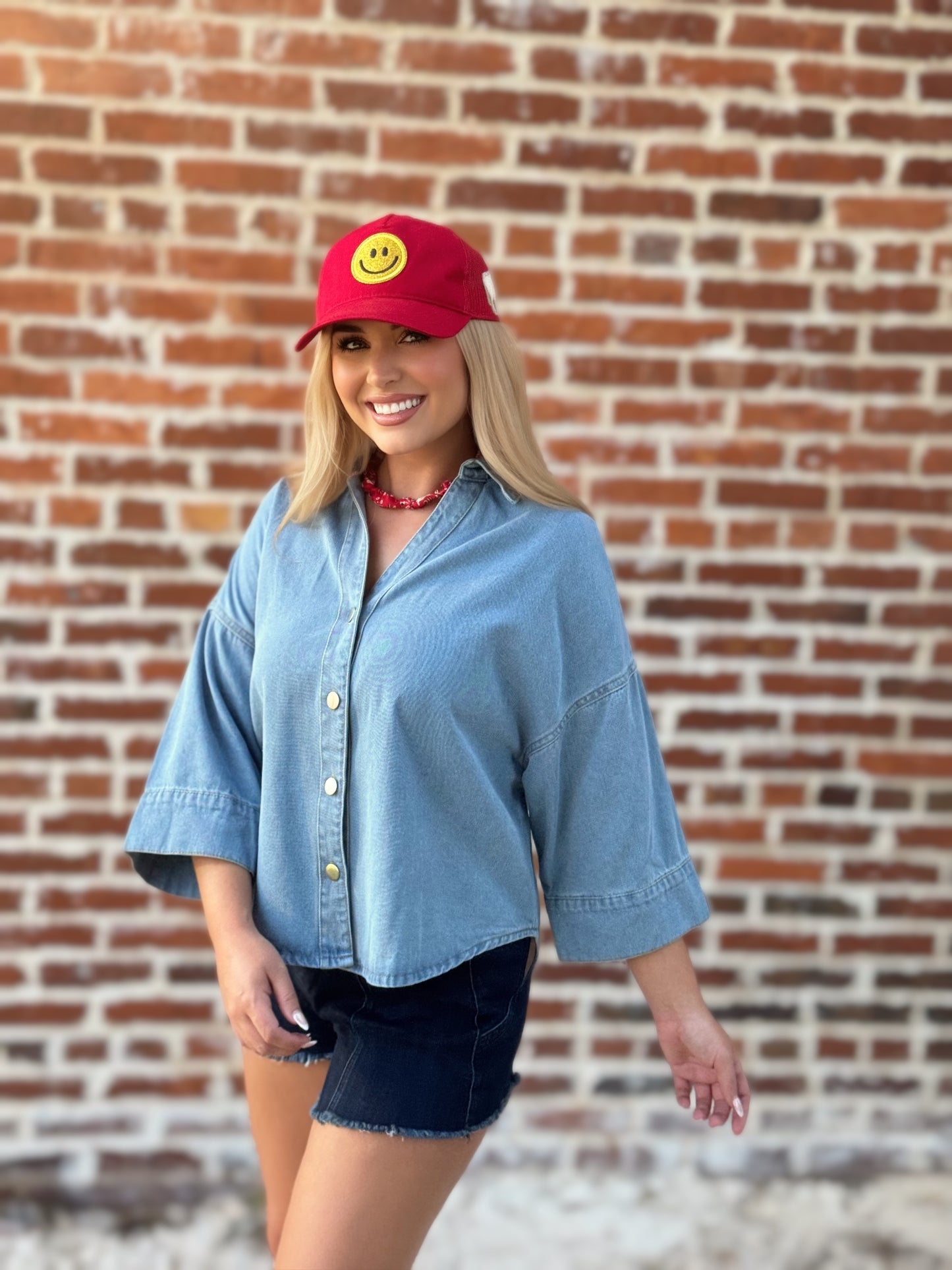 Easy Does It Oversized Denim Shirt : Light-Wash Denim
