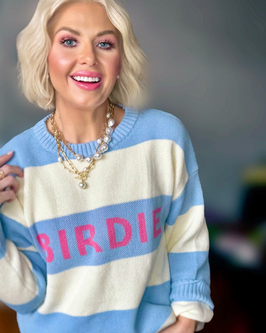 Country Club Crush - Golf Birdie Stripe Knit Lightweight Sweater