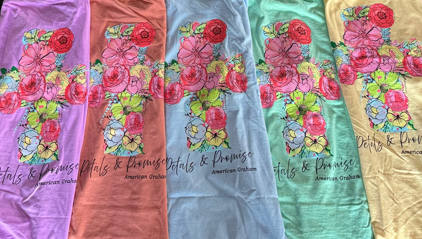 Petals & Promise: Grace In Full Bloom Spring Floral Cross Graphic T-Shirt