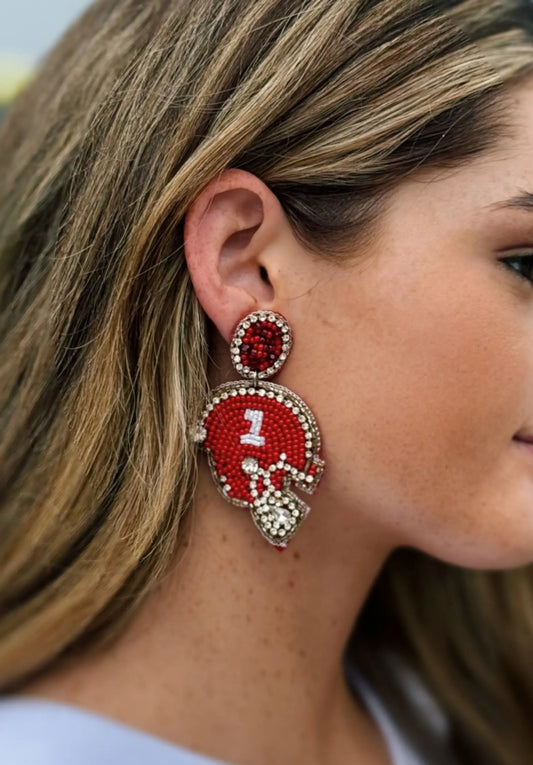 Rhinestone Helmet Earrings American Graham Apparel