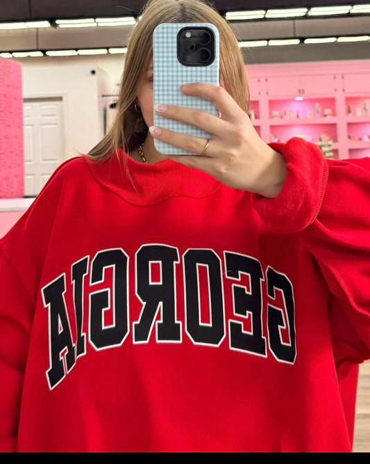 GEORGIA & GA Print Reversible Mock-Neck Sweatshirt