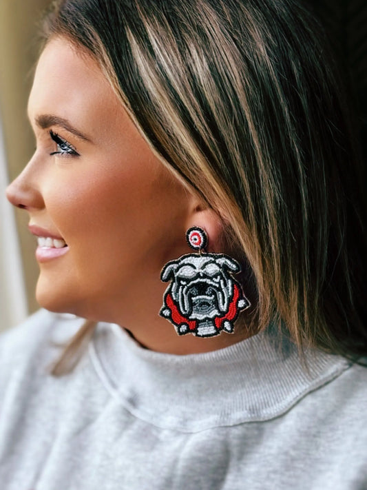 Beaded Spike Collar Bulldog Earrings Prep Obsessed Wholesale