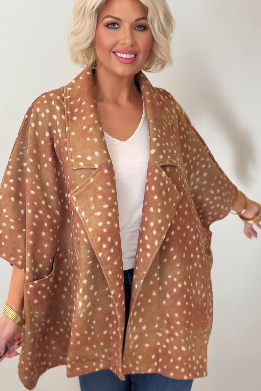 Fawn Print Open-Front Cape Coat