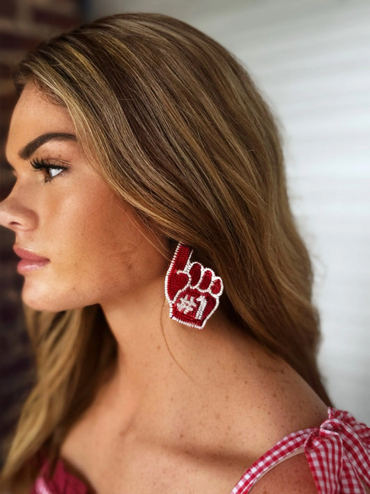 Crimson #1 Fan Earrings American Graham Apparel