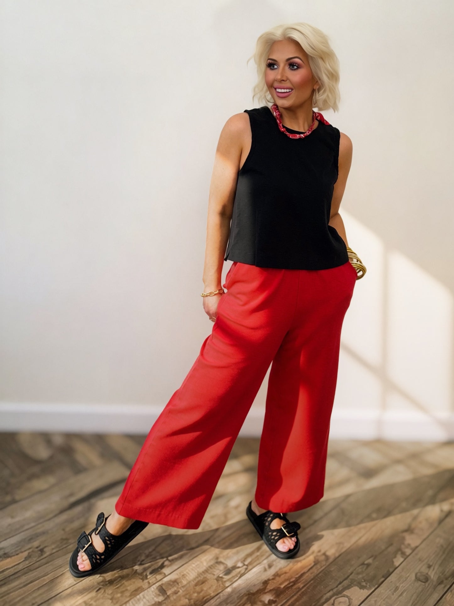 Black Relaxed Crop Tank | Sleeveless Boxy Top | Matching Set Tank